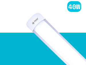 A TU Tube Light Double 40W 4 is shown, with 40W in blue and the brand name Fybros visible, set against a white and blue background.