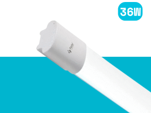 A Twint Tube Light Single 36W 4 is shown against a white and blue background, highlighting its modern LED design.